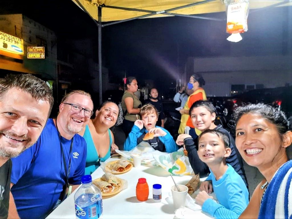 Us on a food tour with some digital nomad friends in Mexico.