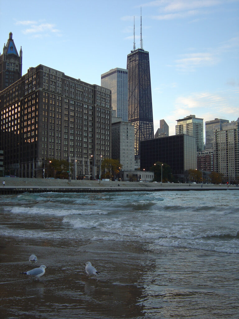Ohio Street Beach before Sunset in Chicago