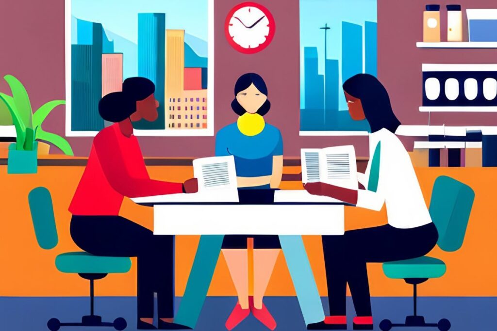People in a busy coworking space in a big city, it could be WeWork vs Spaces or another.